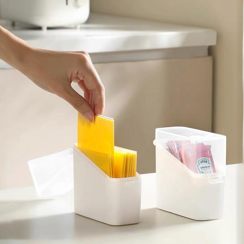 Japanese-Style Cheese Slice Storage Box Refrigerator Cheese Slice Preservation Box Coffee Tea Bag Desktop Sorting Box with Lid