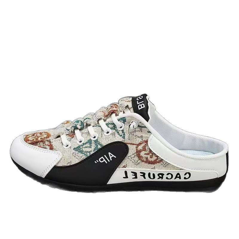 Baotou Half-Cup Shoes for Men 2025 Cross-Border Popular Cloth-Covered Breathable Heel Outdoor Casual Shoes Slip-On Slip-Ons