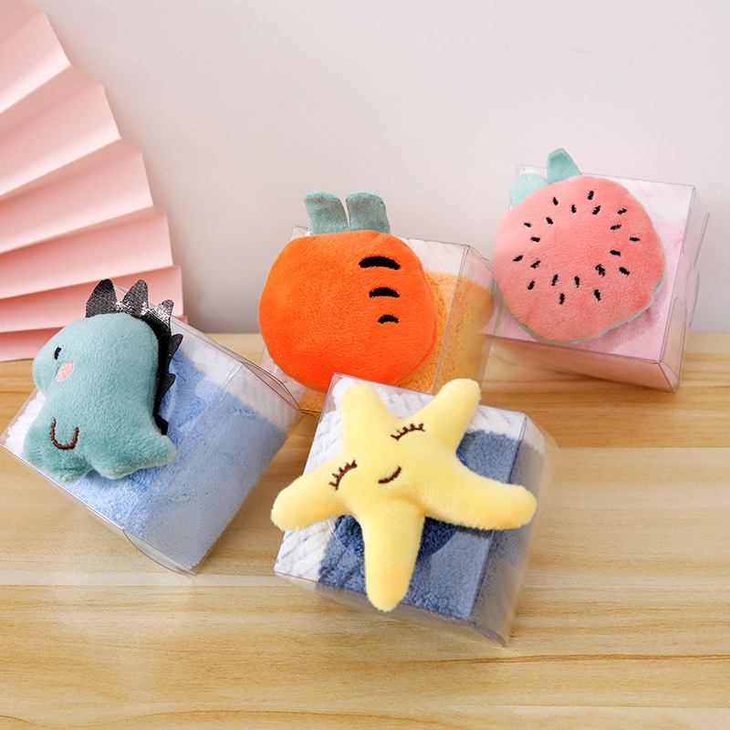 Cartoon Hand Towel Coral Velvet Square Towel Hanging Towel Twist Edge Shape Towel Gift Towel Souvenir Wedding Shop Supplies