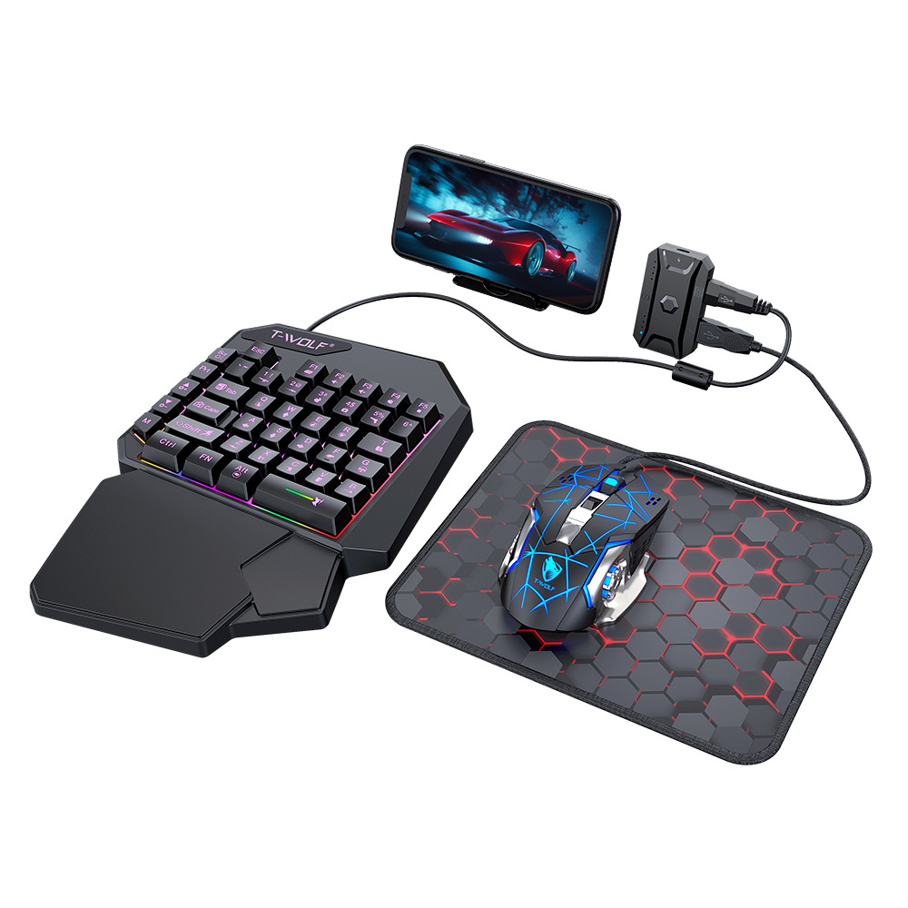 T-Wolf Thunder Wolf Tf950/T19/Tf900 Keyboard and Mouse Set, One-Handed Keyboard Five-Piece Set
