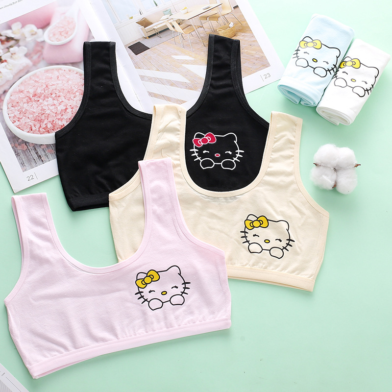 В наличии, нижнее белье для девочек, тонкий хлопковый бюстгальтер для начальной школы, без выступов, маленький топ, кросс-бод