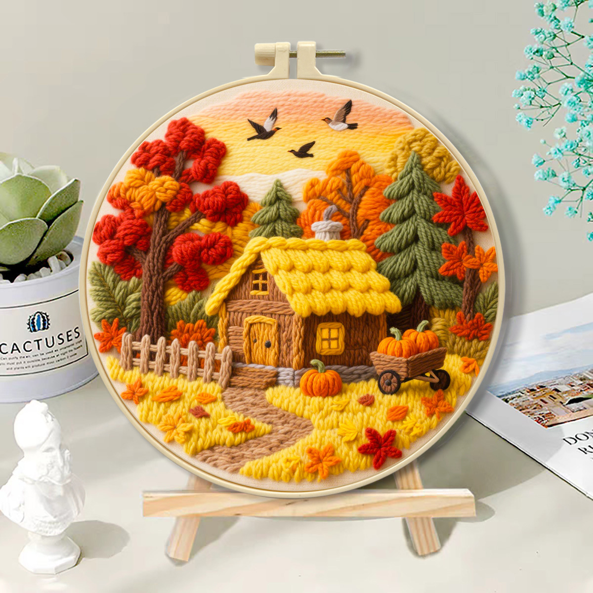 2025 New Product Embroider DIY Material Package Autumn Series Beginner Embroider Kit Cross-Border Amazon Entry Level