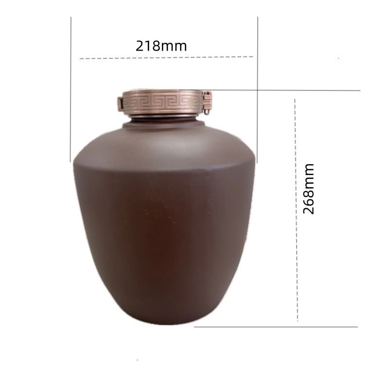 Yixing Ceramic Wine Jars Wholesale 5kg Matte Primary Color Purple Sand Wine Jars with Polymer Sealing Lids Clay Pot Wine Bottles