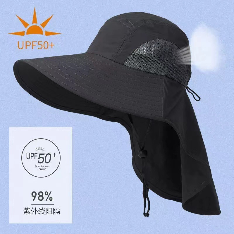 Sun protection sun hat big brim folding storage fishing hat cover face neck fishing hat men's summer big brim sun hat