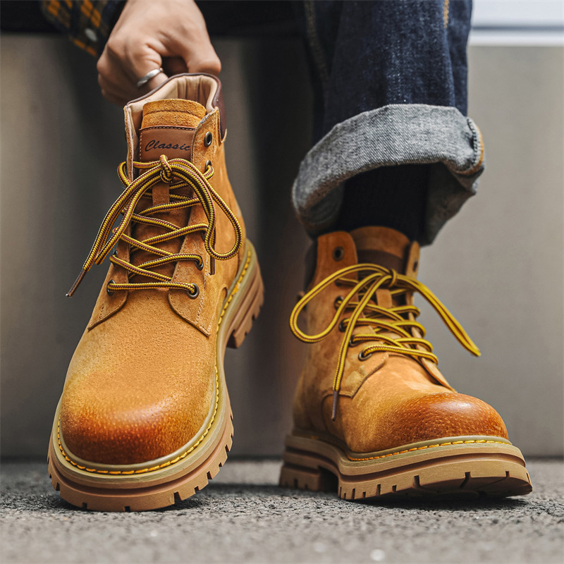 2360 British Martin Boots Men's Autumn and Winter cotton and thickening Winter Boots Vintage Genuine Leather All-match Platform Men's Boots