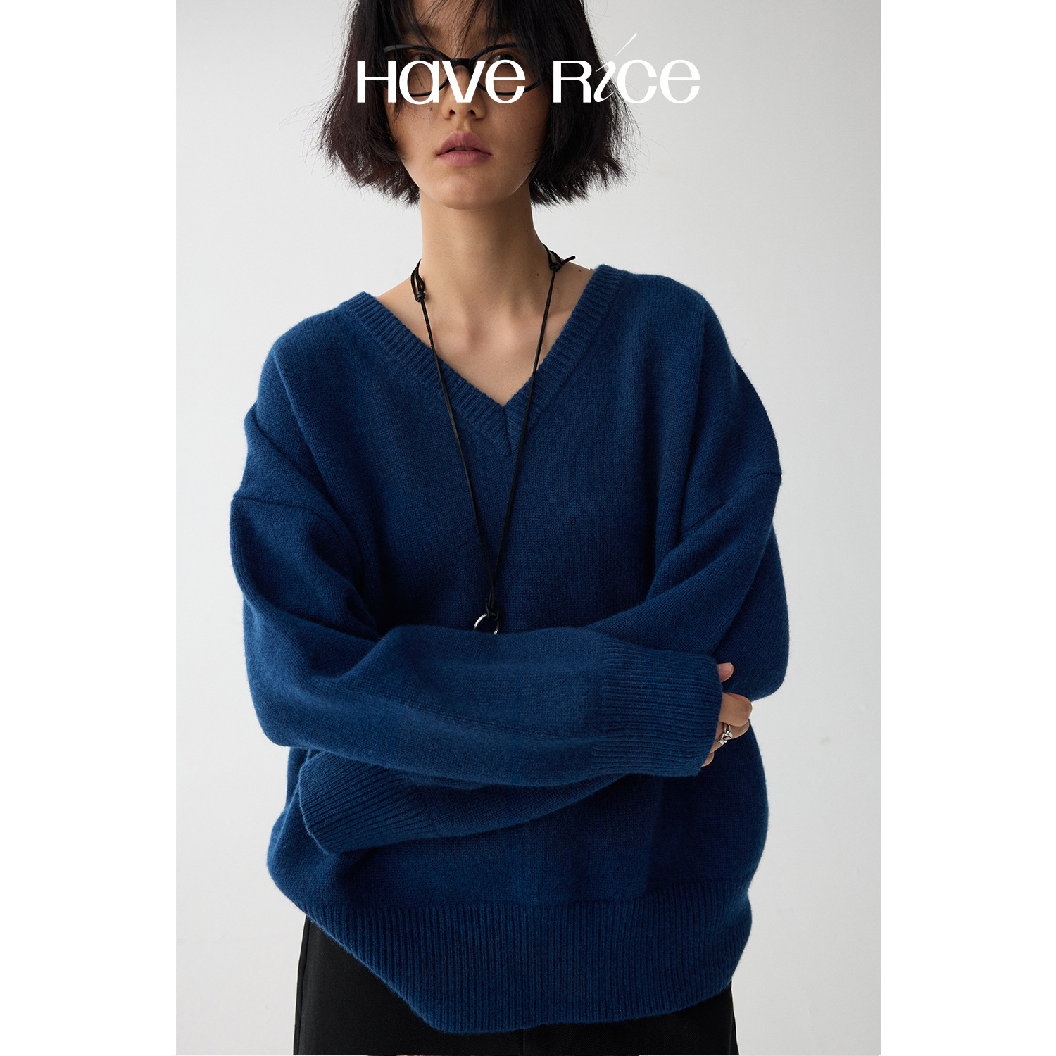 Haverice Restaurant Nishino свитер с классическим V-образным вырезом, свободный, вязаный, для женщин