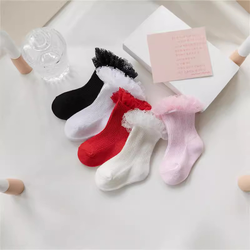 Children's socks girls lace princess socks cotton socks spring and autumn cotton girls