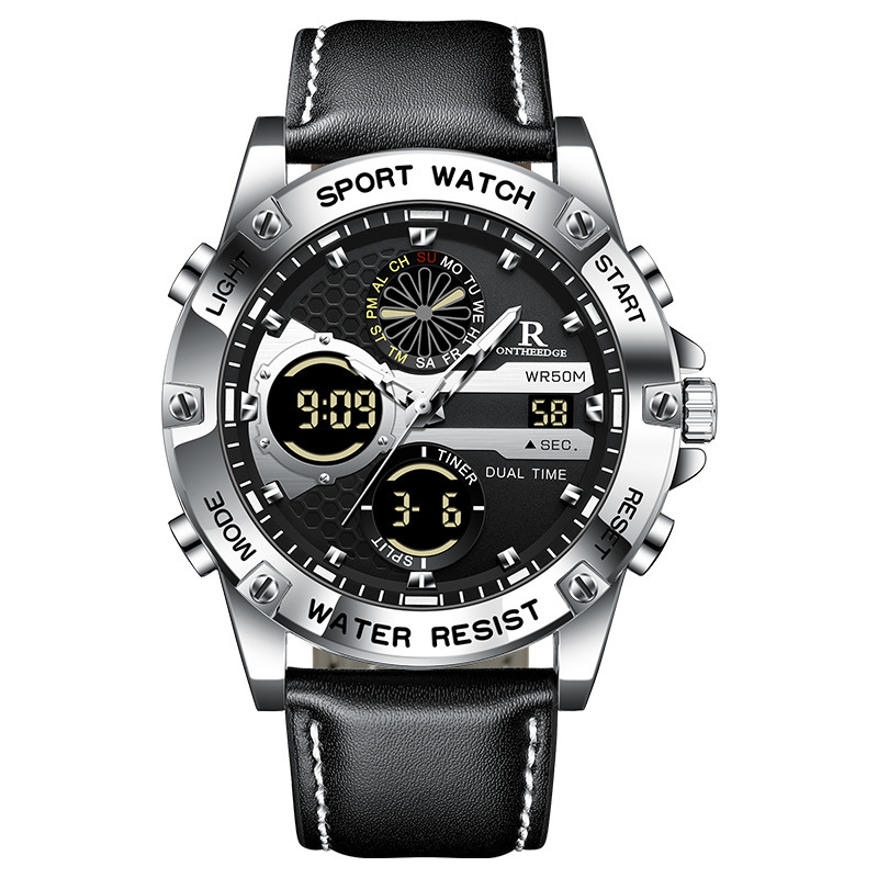 Steel Heart Watch Huaqiangbei Multifunctional Men's Waterproof Outdoor Sports Luminous Trendy Dual Movement Watch