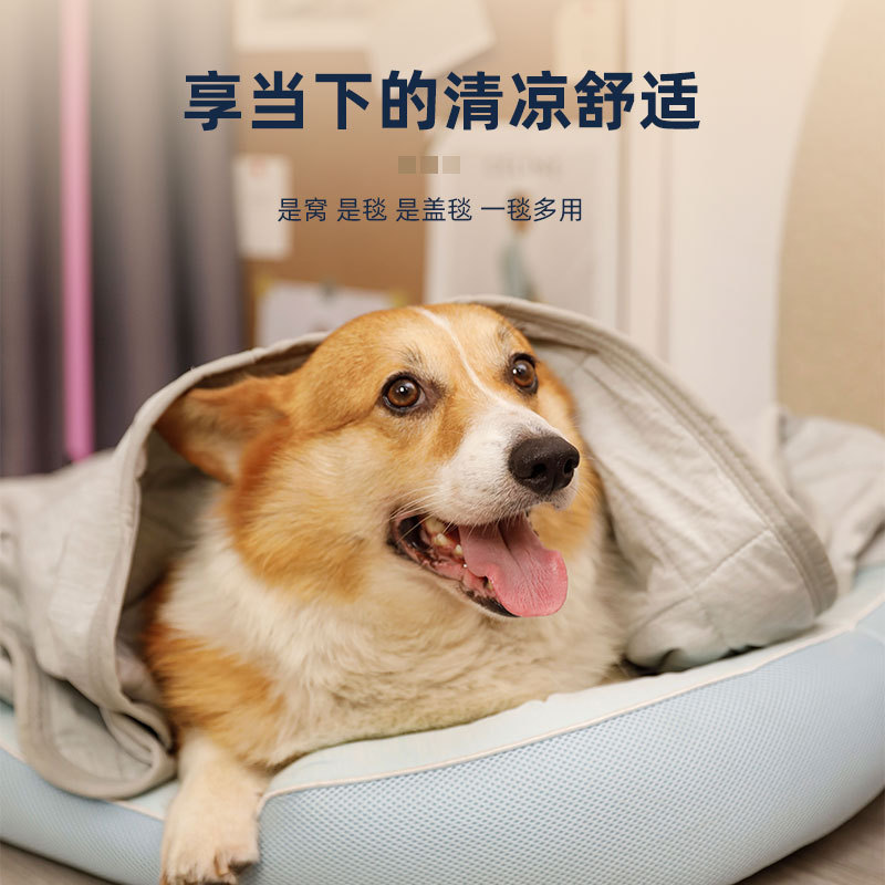 Cross-border exclusive pet ice silk mat blanket medium and small dogs cat nest bed cool air conditioning blanket factory direct supply