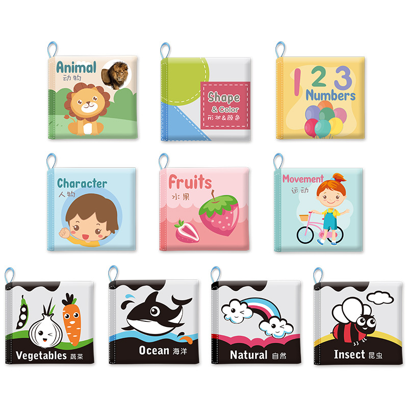 Cross-Border Baby Cloth Book, Early Education and Infant Teaching Aids That Can Be Chewed and Not Torn Apart, Baby Cognitive Three-Dimensional Cloth Book, Ringing Paper Toy