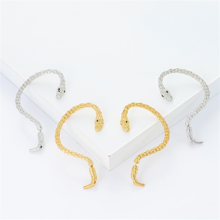 European and American exaggerated hip hop retro personality dark wind winding snake-shaped ear hanging animal snake piercing ear studs wholesale