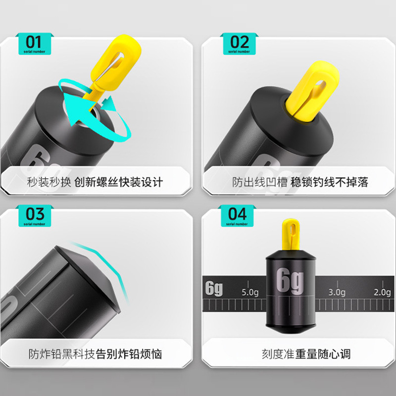 Detachable Threaded Lead Sinker, Anti-Explosion Lead, 1.5-6g Thickened Anti-Explosion Lead, Fishing Accessories, Quick-Release Lead Sinker