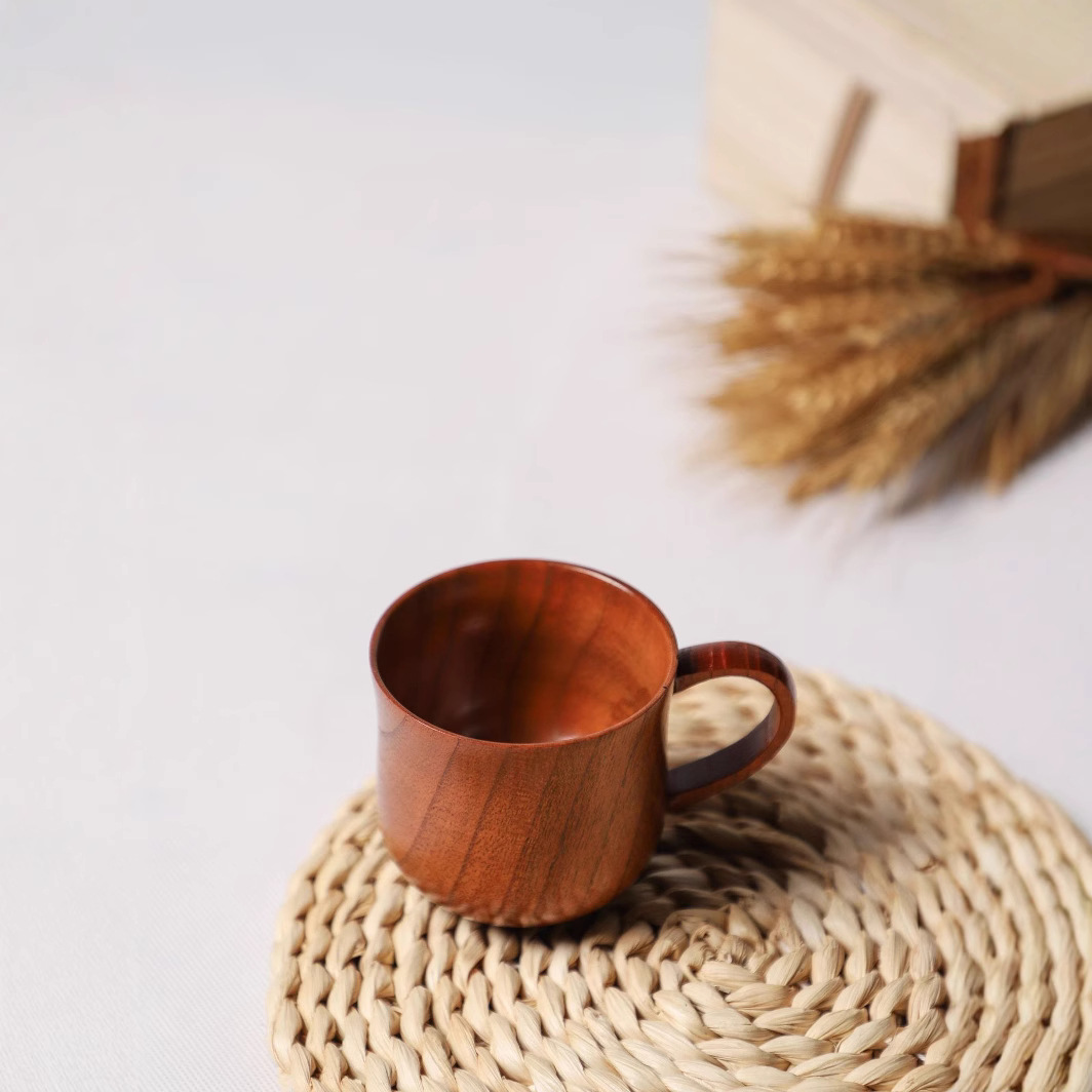 Factory Direct wooden creative solid wood drop-resistant anti-scald Chinese Cup wooden cup goblet wooden water Cup wholesale