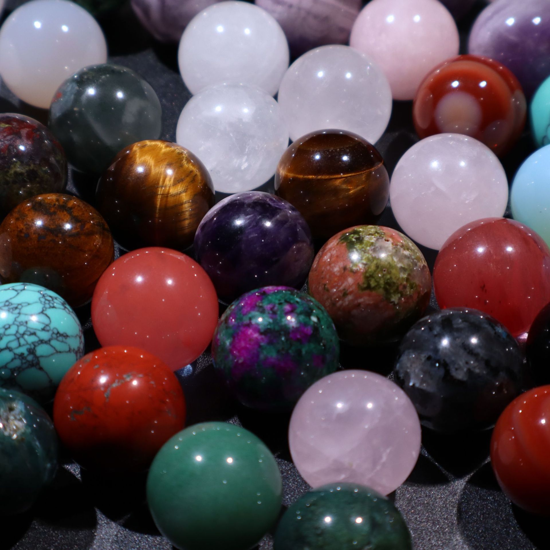 Round Beads Non-Porous Natural Stone Crystal Beads Mini Balls Semi-Precious Stones DIY Stone Jewelry Handmade Beading Material