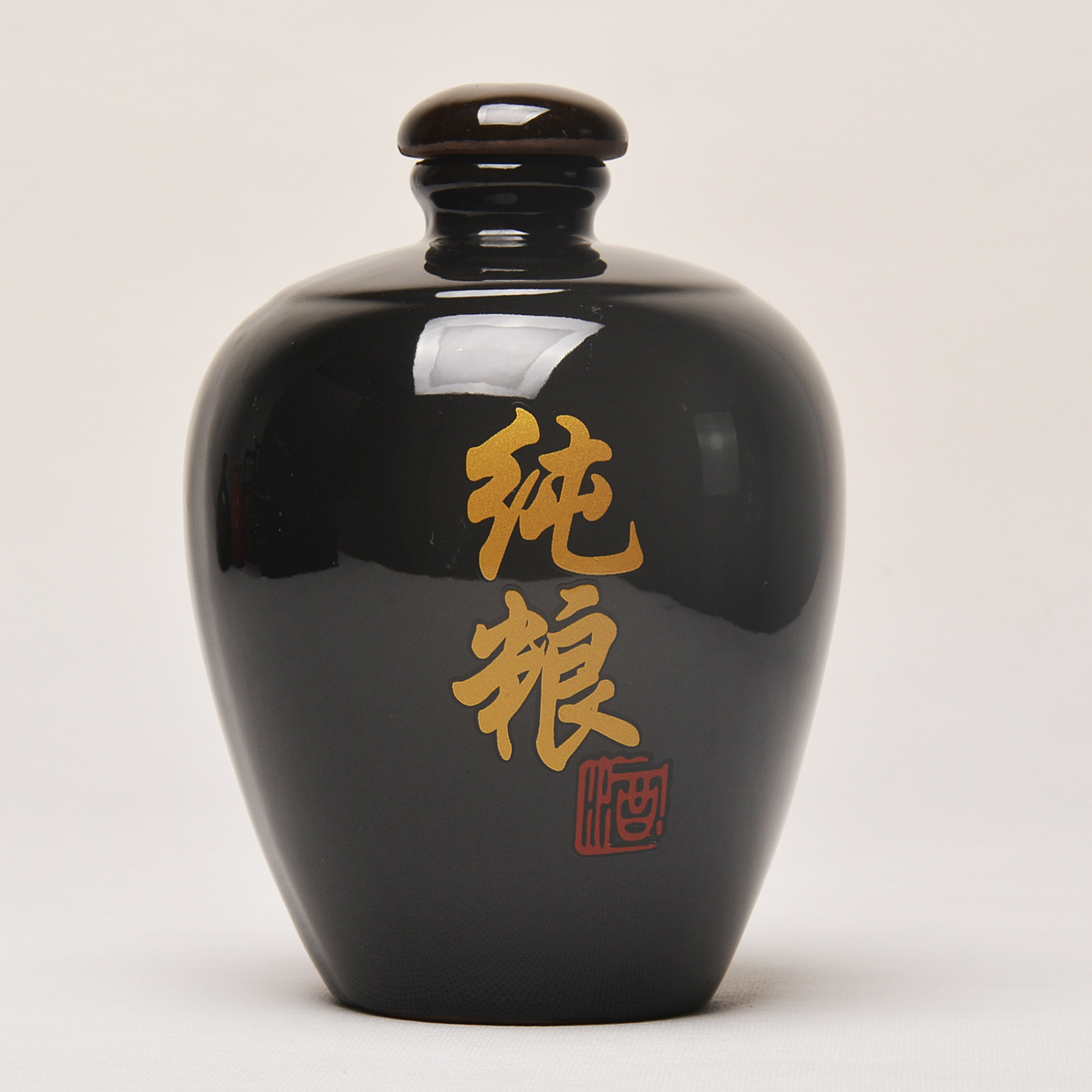 Earthenware Ceramic Wine Bottle with Baked Floral Design, Traditional Style, 1kg, 2kg, 3kg, 2.5kg 5kg , Black Glaze, Household Wine Jug, Empty Wine Jar