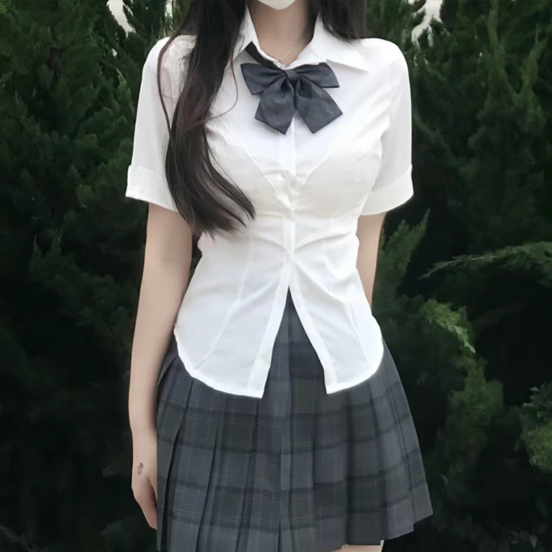 jk Uniform Pure Desire Sexy Waist Shirt Women's Spring & Fall Preppy Style White Shirt Slim Slim Bottoming Top