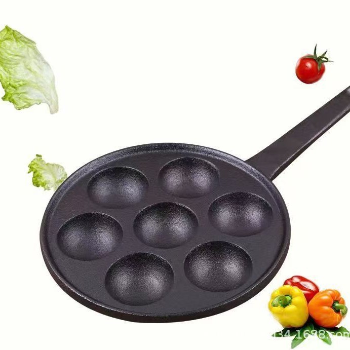 Factory Ready-Made Deepened and Enlarged Non-Stick Omelette Pan Baked Meatball Mold Cast Iron Seven-Hole Pot Octopus Meatball Pan