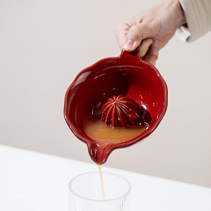 Creative Manual Juicing Cup with Handle, Ceramic Baby Food Supplement Juicer, Convenient Lemon Grapefruit Orange Juicer