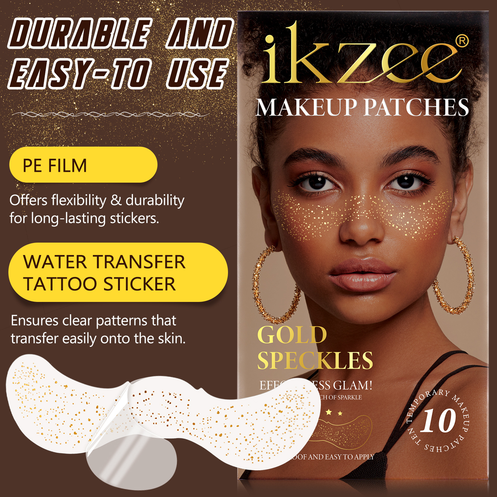 Cross-border ikzee freckle stickers gold hot silver Christmas freckle tattoo freckle waterproof European and American party makeup stickers