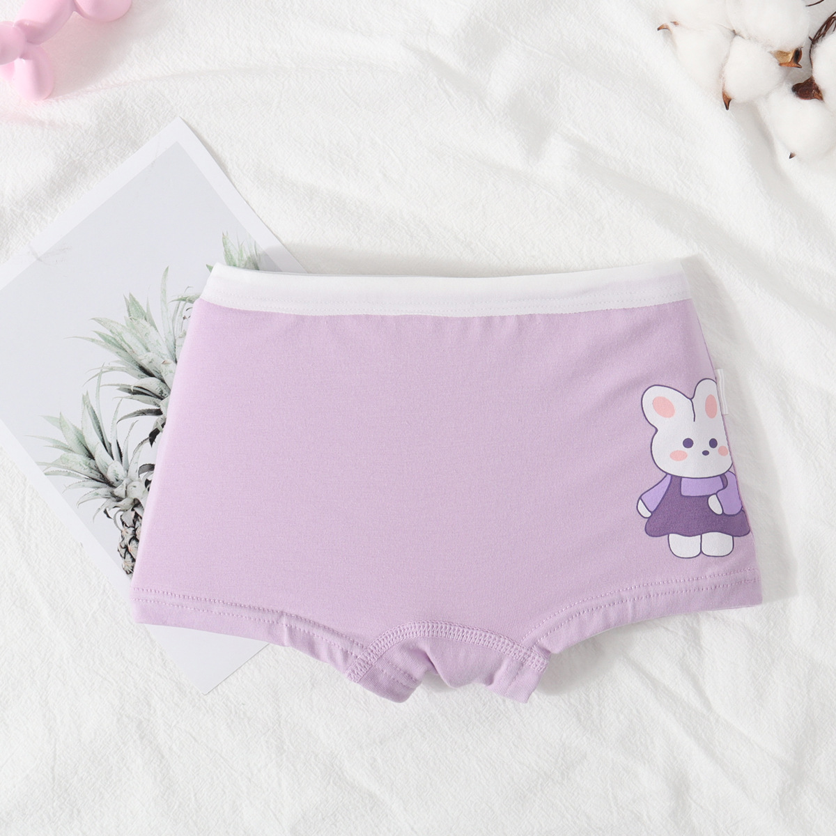 New Children's Pure Cotton Underwear Girls' Underwear Baby's Boxer Cotton Breathable Small Middle and Large Children Girls' Boxer Pants