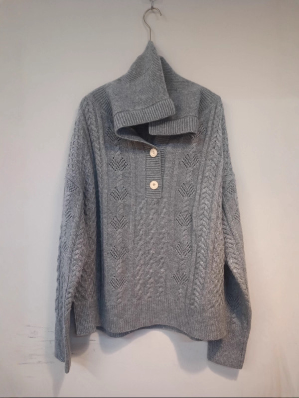 [Customized] Early Autumn New Retro Knitted Thick Needle Pure Handmade Crochet Jacket Sweater Cardigan Factory Small Order