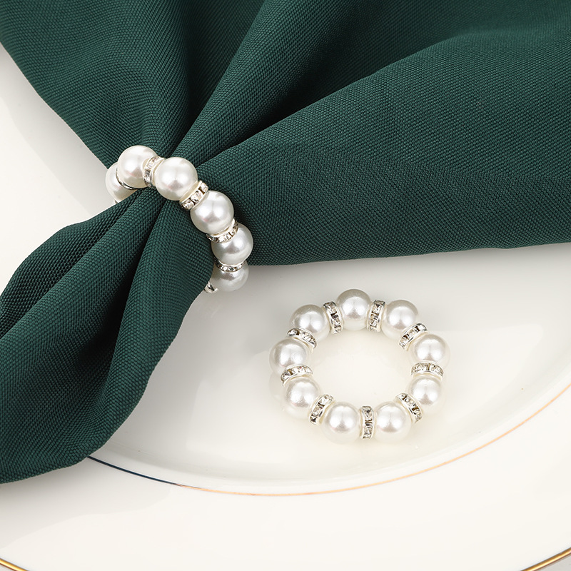 Elegant Light Luxury Pearl Napkin Ring Elegant Wedding Banquet Western-style Tabletop Table Silk Towel Buckle Fashion Accessories Napkin Buckle