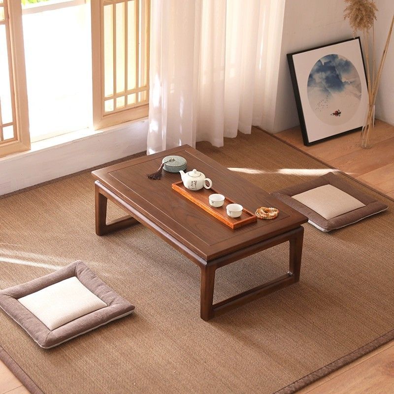 Solid Wood Old Elm Tatami Coffee Table Chinese Bay Window Table Floor Low Table Kang Table Balcony Small Coffee Table Chinese Study Table