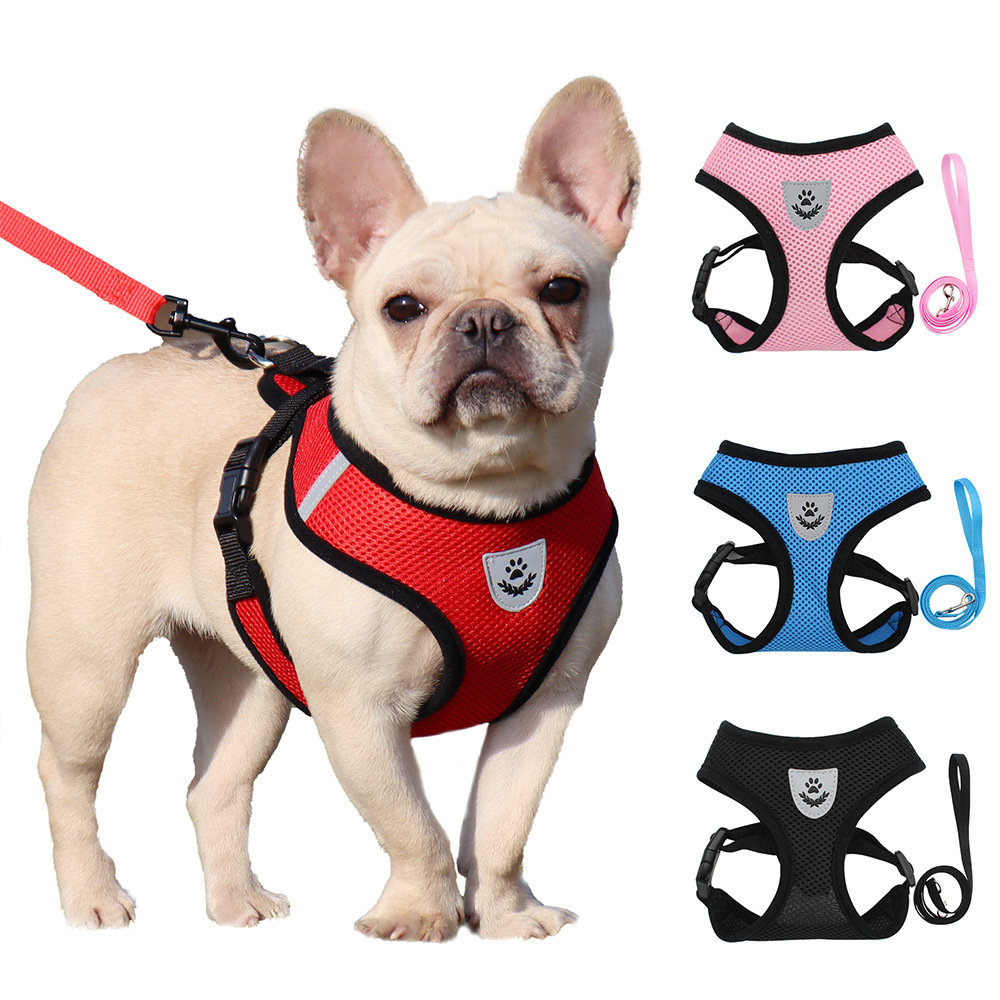 Factory Direct Sales Pet Harness Small and Medium-Sized Dog Leash Breathable Sandwich Mesh Cat Leash