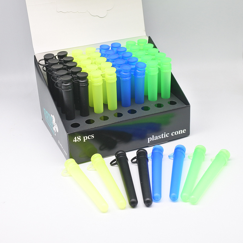 Foreign trade hot sale plastic cone cigarette tube with lid cigarette paper moisture-proof sealed horn tube storage roll cone