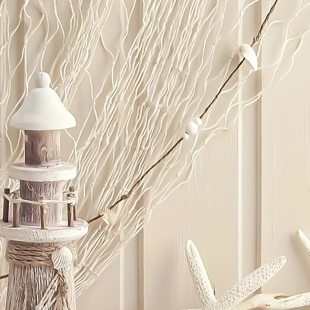 Mediterranean decorative fishing net thick line cotton and hemp rope shell net kindergarten background wall creative photo decorative hanging net