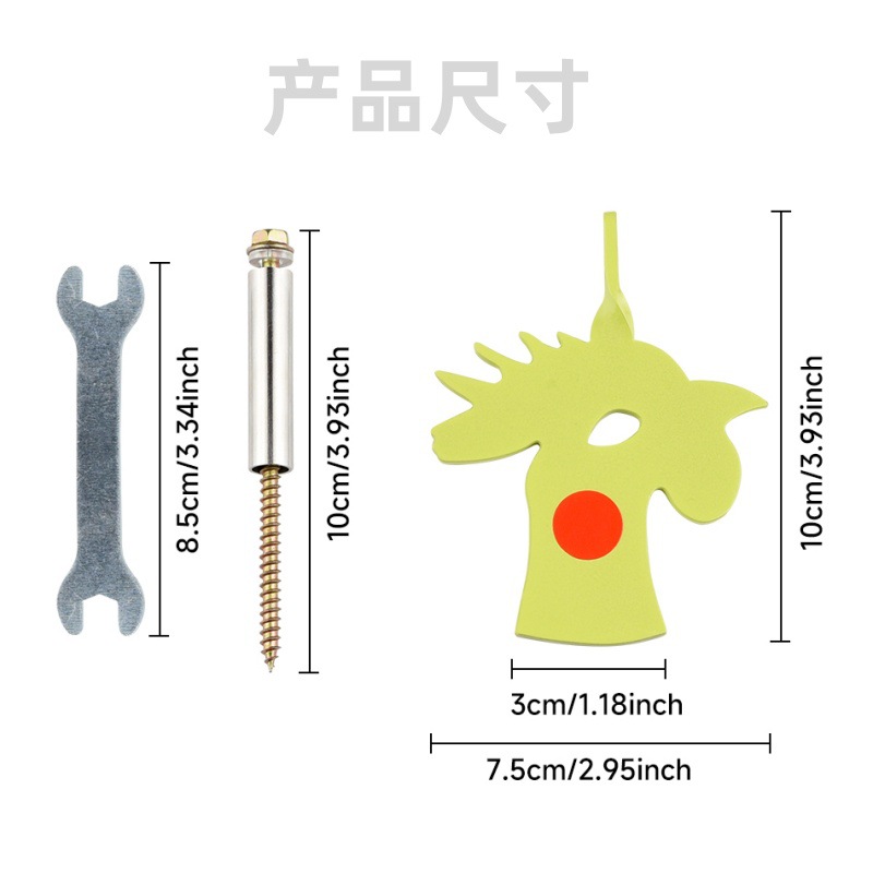 Alloy Chicken Head Target Inserting Tree Target Outdoor Shooting Target Portable and Durable Hanging Thick Target 360 ° Rotating Metal Range