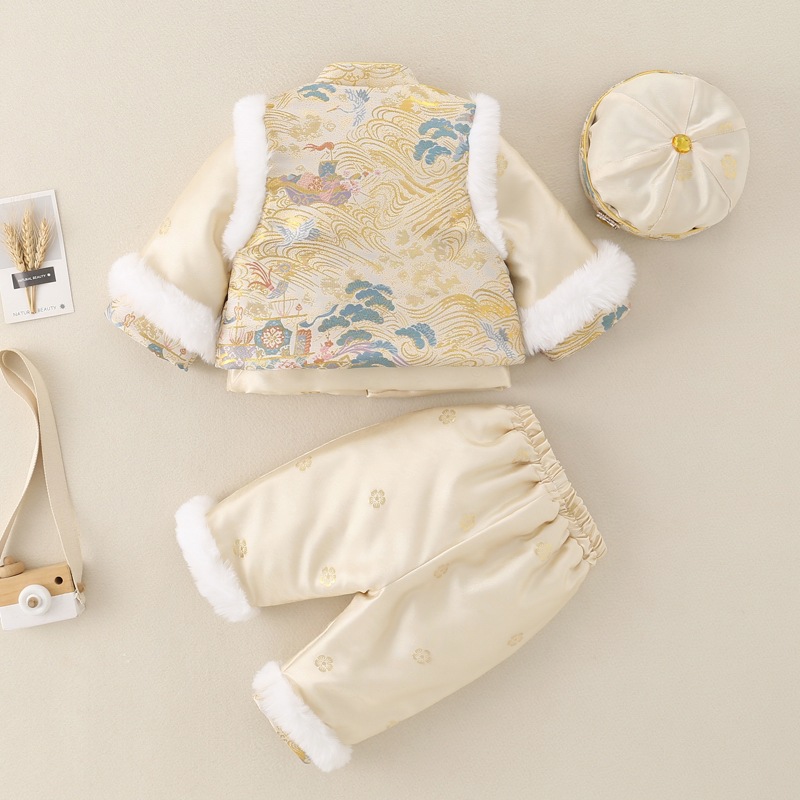 Boys' One-Year-Old Dress 2025 New Birthday Baby Boy's Birthday New Chinese Style Winter Clothing Festive Suit 100-Day Tang Suit