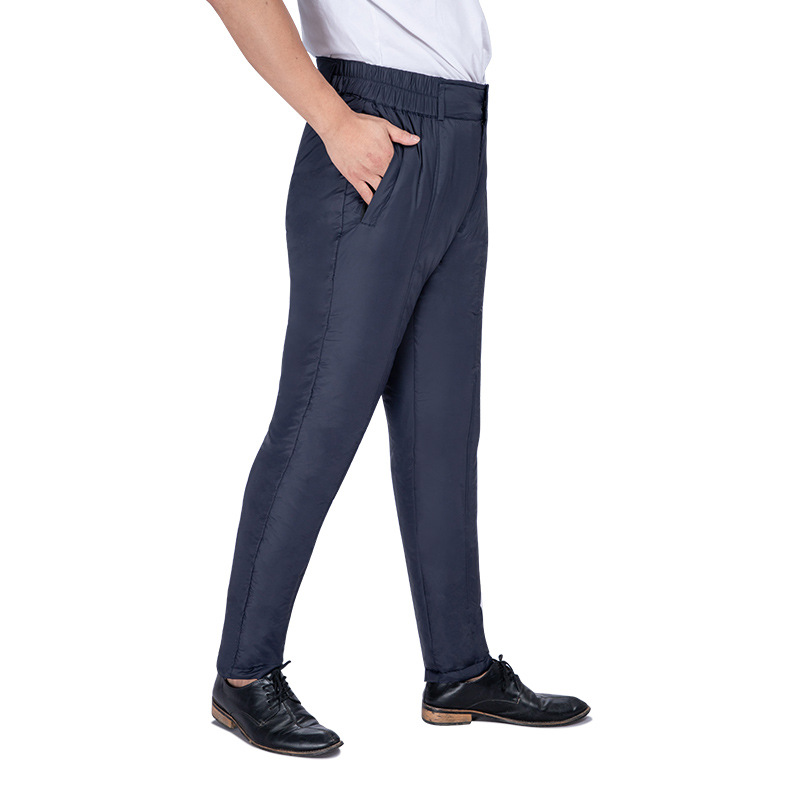White Duck Down Pants for Middle-aged and Elderly Men's Outer Wear Straight Thickened and Fattened Men's High Waist Outdoor Winter Cotton Pants