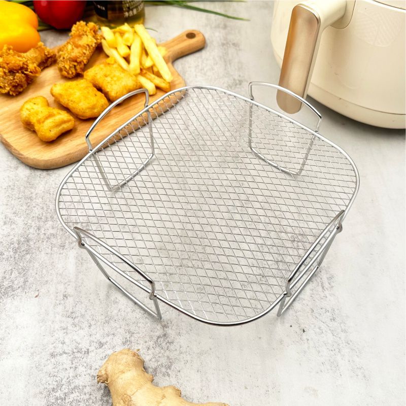 Stainless Steel Air Fryer Grill Water Steaming Rack Accessories Barbecue Grill Bread Rack Grill Square Grill Dipper