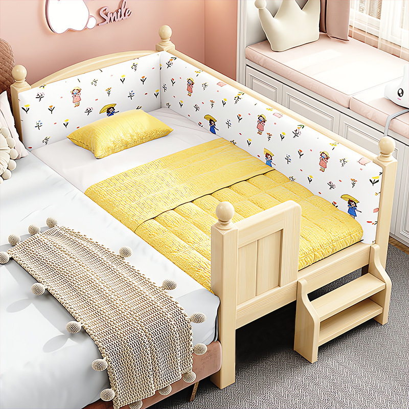 Children's Spliced Bed Solid Wood Crib Baby Flat Bed Boy Girl Widened Bedside Expansion Artifact Kidsren's Room