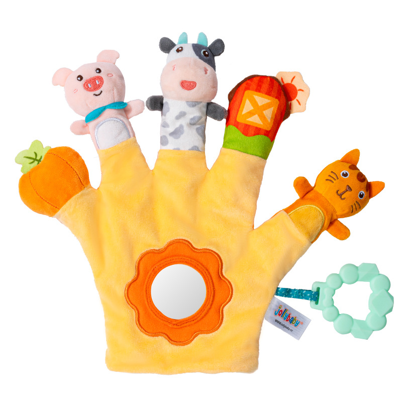 Jollybaby Animal Doll Hand Puppet Family Interactive Chewable Cloth Book 0-6 Baby Soothing Toy