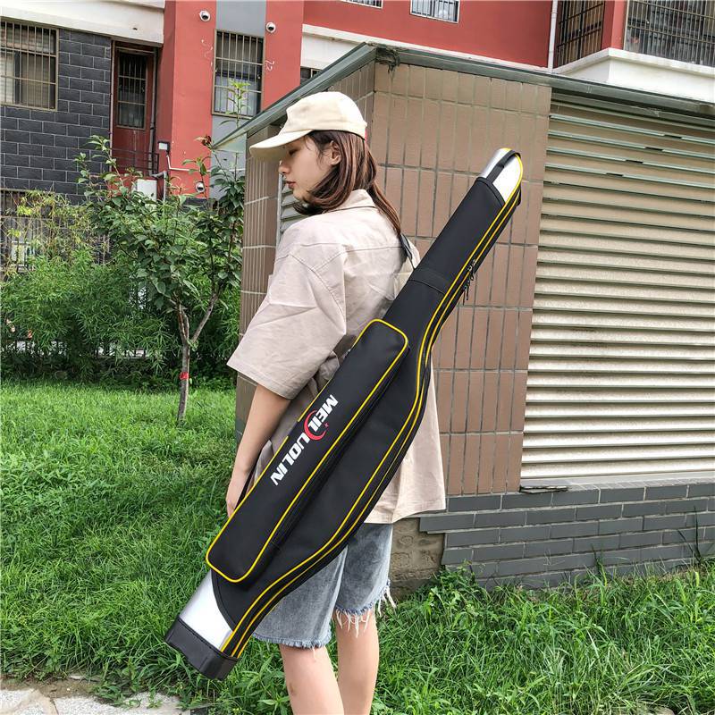 Hard shell bag stand bag fishing gear bag fishing rod bag waterproof fishing bag belly bag 1.25 meters double layer sea pole bag