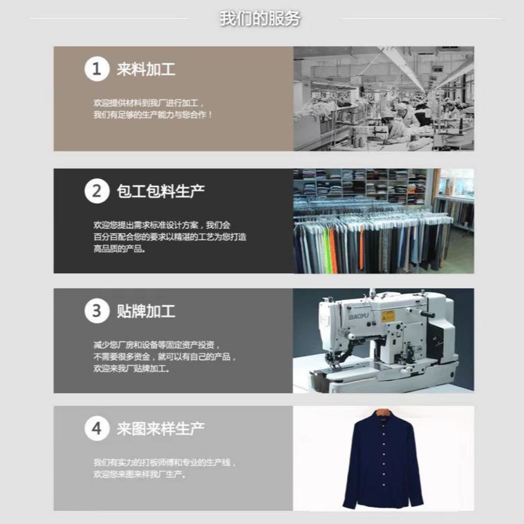 Clothing processing to map to sample products men's clothing women's board production and manufacturing package materials do wholesale manufacturers
