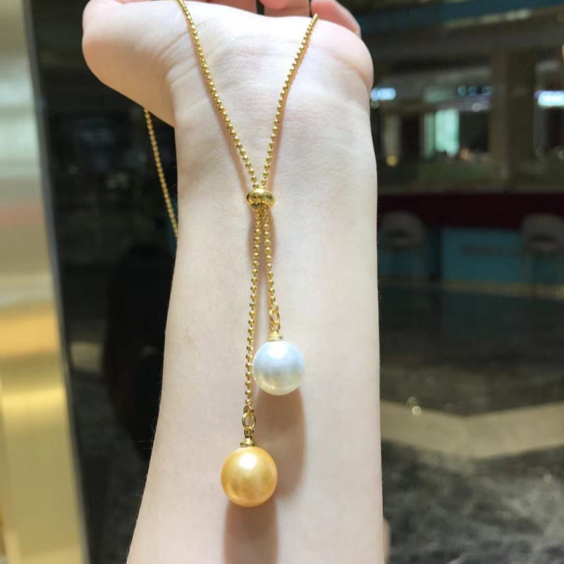 水贝18k金项链au750实心不脱模万能DIY可调节超闪轻奢百搭锁骨链