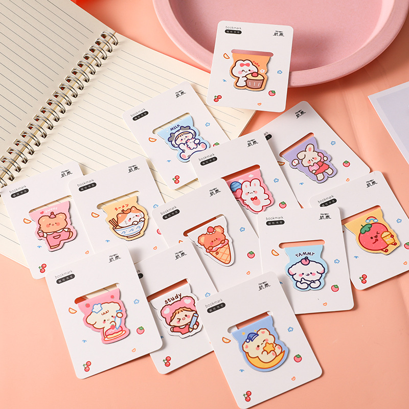 Magnetic Bookmark Cute Cartoon Ins Style Stylish Exquisite Special-Shaped Bookmark Student Double-Sided Paper Book Page Clip