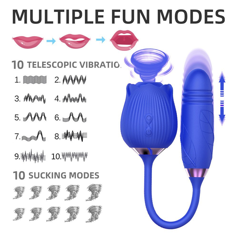 Amazon's Popular Foreign Trade Product Orena Full Garden Flower 2-3-4-5 Generation Tongue Licking and Sucking Telescopic Stick Female Vibrator