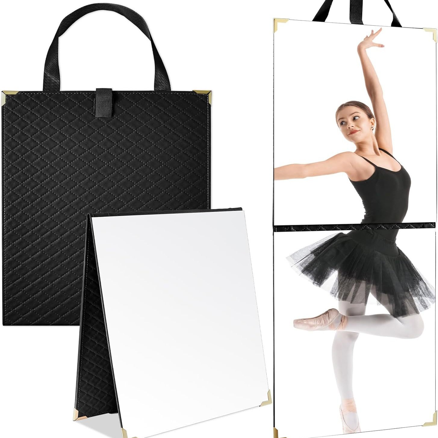 Travel Dance Competition Home Fitness Gift Quilted Black Mirror (Black, 24.61 X 11.22 in)