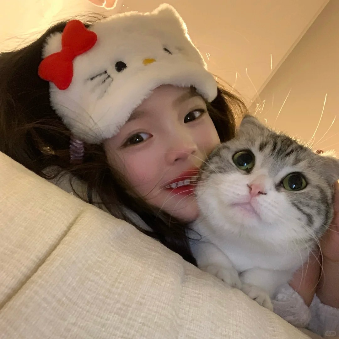 Ins Style Girly Heart Kitty Cute Eye Mask Sleep Plush Soft Eye Mask Nap Blackout Elastic Sleep