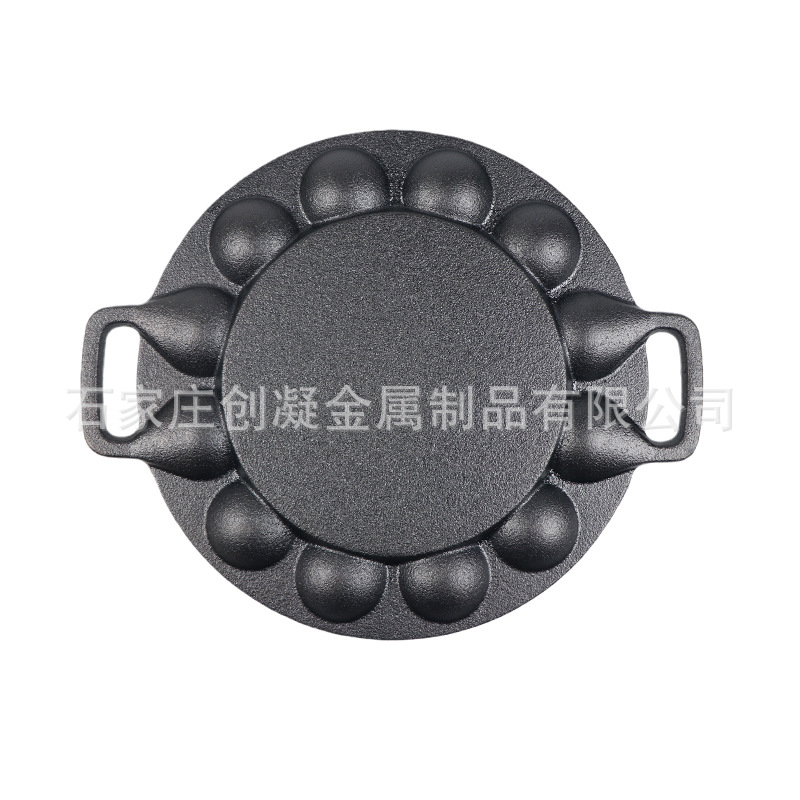 12-15-19-Hole Cast Iron Octopus Ball Frying Pan Round Egg Mold Baking Tray with Double Handles