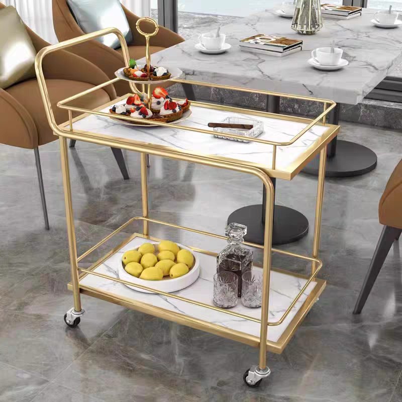 Nordic Mobile Trolley High-end Storage Car Hotel Wine Car Golden Multi-layer Iron Dining Car Restaurant Food Car