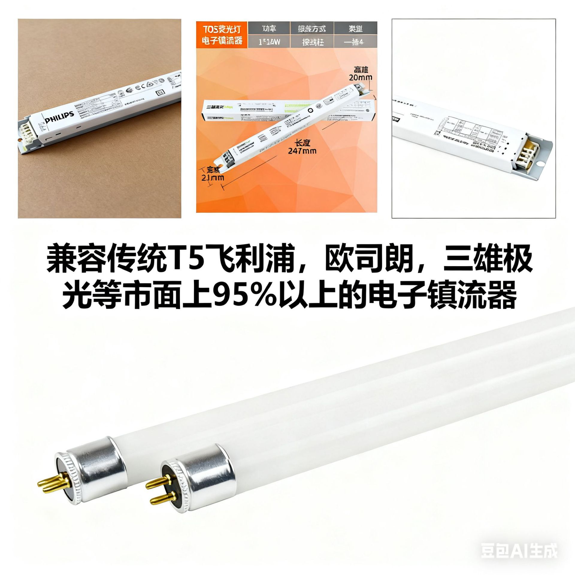 Совместимая лампа T5 Тип традиционного цифрового балласта Энергосберегающая светодиодная лампа с высокой световой эффективностью