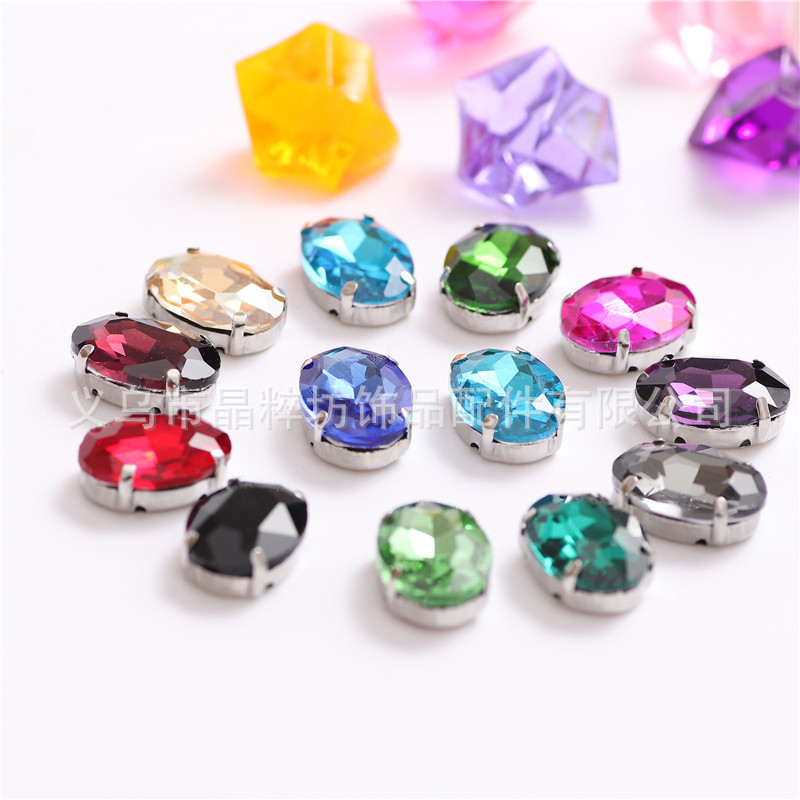 Oval crystal claw drill egg-shaped glass crystal hand-sewn drill DIY clothing wedding dress hair accessories handmade material accessories