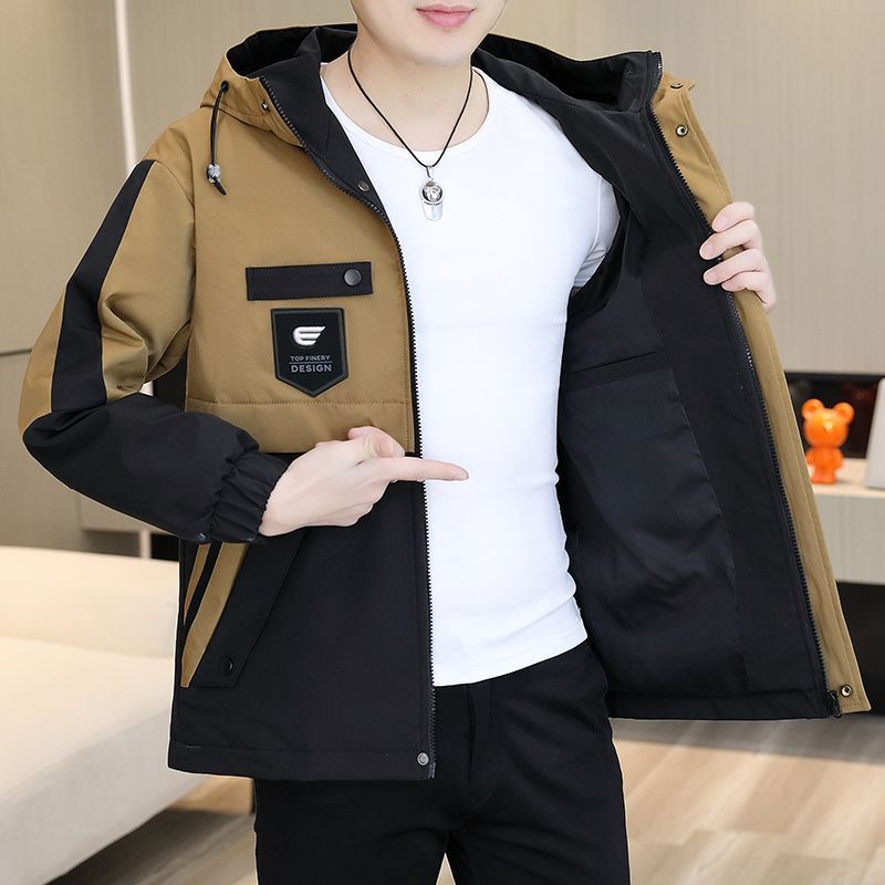 Spring and Autumn Men's Jacket Trendy Korean Style Casual Versatile Hooded Windbreaker Thin Loose Men's Coat