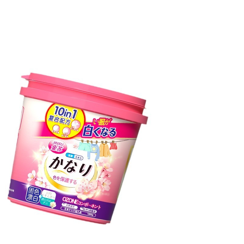 Cross-Border Wholesale Jinsu 1kg Barrel Cherry Blossom Fragrance Protease Active Oxygen Degreasing and Brightening Clothing Explosive Salt