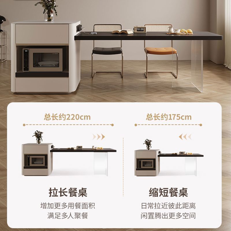 Island Table Dining Table Integrated Retractable Slate Cream Style Solid Wood Household Small Apartment Slate Island Table Dining Table